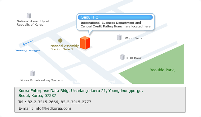 Korea Enterprise Data Bldg. Uisadang-daero 21, Yeongdeungpo-gu, Seoul, Korea, 07237, KOREA. TEL:82-2-3215-2666,82-2-3215-2777 E-mail:info:kedkorea.com