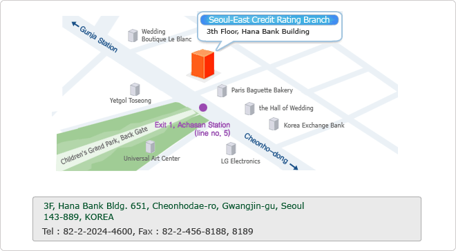 3F, Hana Bank Building, 651, Cheonhodae-ro, Gwanggin-gu, Seoul 04953, KOREA. TEL:82-2-2024-4600, FAX:82-2-456-8188,8189